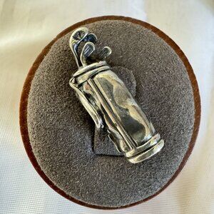 Solid Sterling Silver 925 Three Dimensional Golf Club Bag Brooch Size 1'' Length